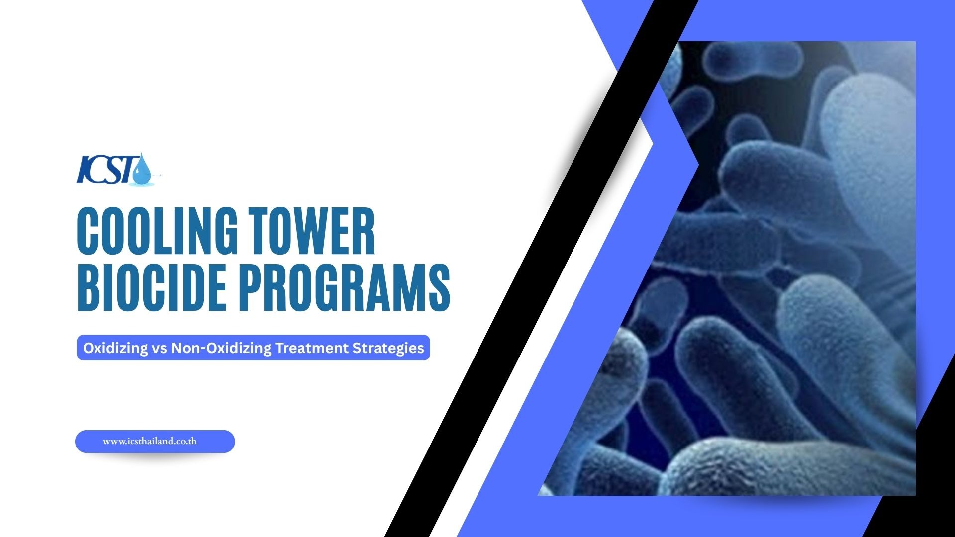 Learn how a cooling tower biocide program uses oxidizing and non-oxidizing treatments to control microbial growth, prevent biofilm, and reduce Legionella risk.